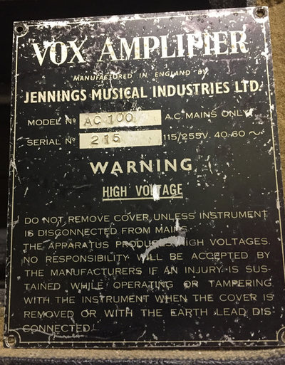 Vox AC80/100 serial number 215