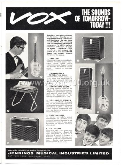 Beat Monthly (later Beat Instrumental) magazine, 1964, volume 9, Vox advert