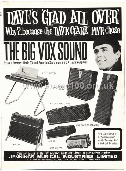Beat Monthly (later Beat Instrumental) magazine, 1964, volume 11, Vox advert