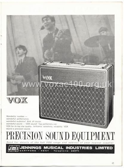 Beat Monthly (later Beat Instrumental) magazine, 1964, volume 17, Vox advert