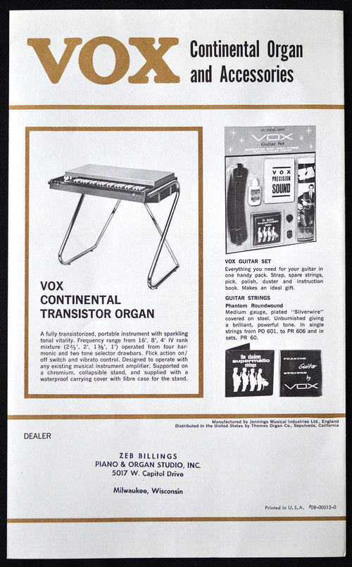 Vox Catalogue (Catalog), late 1964
