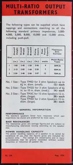 Celestion speaker leaflet from 1956