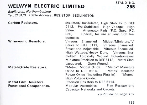 British Radio and Electronic Component Show, Olympia, May 1963 - Welwyn Resistors