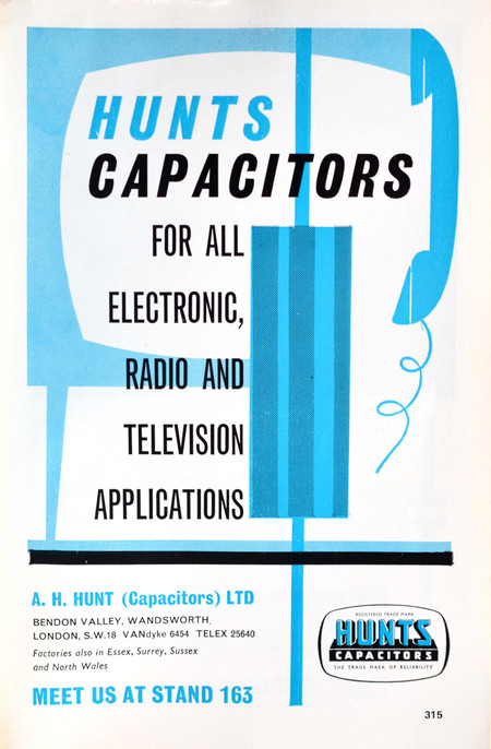 British Radio and Electronic Component Show, Olympia, May 1963 - Hunts capacitors