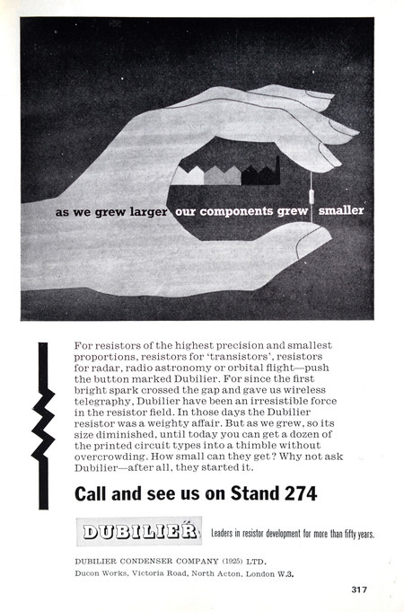 British Radio and Electronic Component Show, Olympia, May 1963 - Dubilier capacitors, North Acton