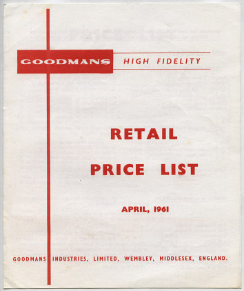 Goodmans speaker catalogue, 1961