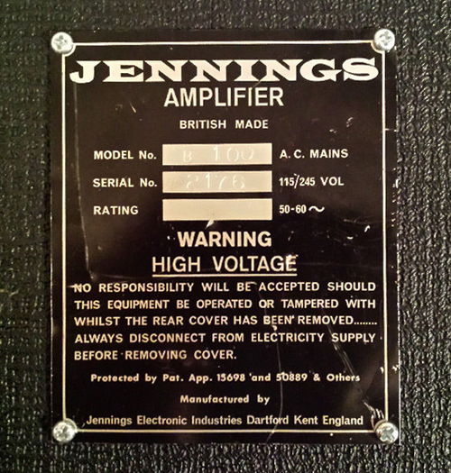 Jennings B100 bass amplifier