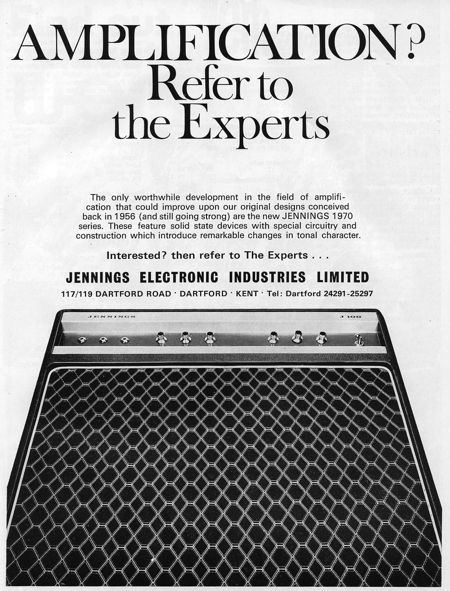 Jennings Electronic Industries, advert in Beat Instrumental magazine, February 1970