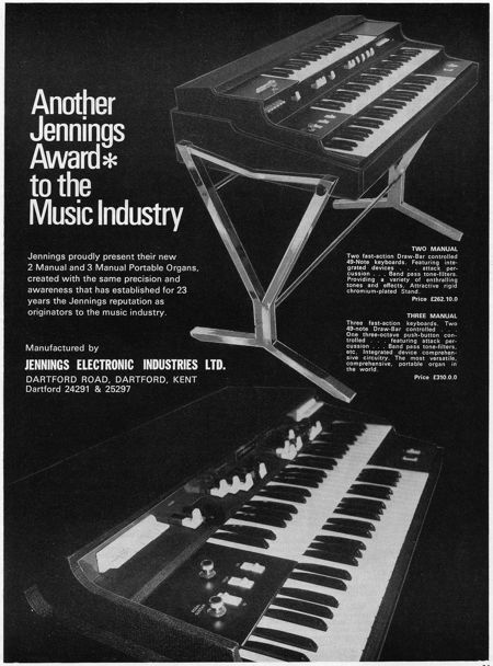 Jennings Electronic Industries, advert in Beat Instrumental magazine, January 1970