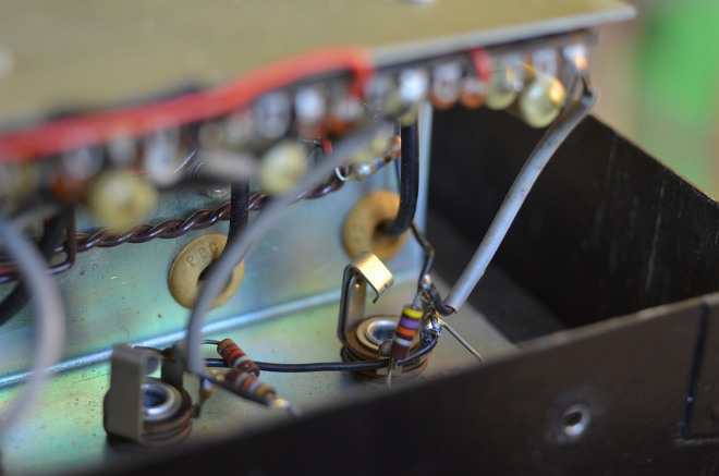 A rare Vox MC100/4 100 watt public address amplifier, all valve, 1966, detail