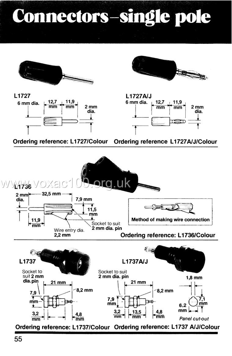 Vox Public Address amplifiers - sockets and plugs