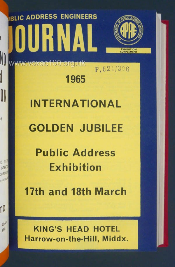 Vox at the Exhibition of Public Address Engineers, March 1965