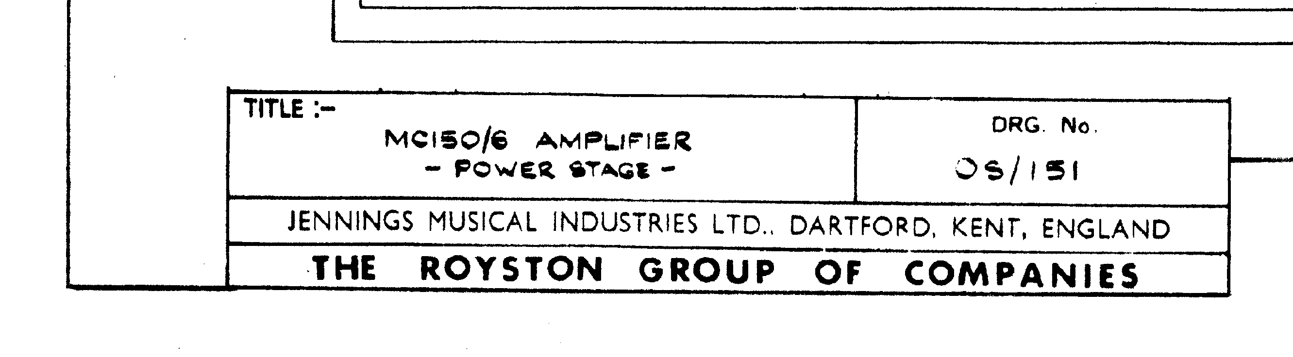 Detail of OS/151 the circuit diagram (schematic) for the Vox MC150 public address amplifier