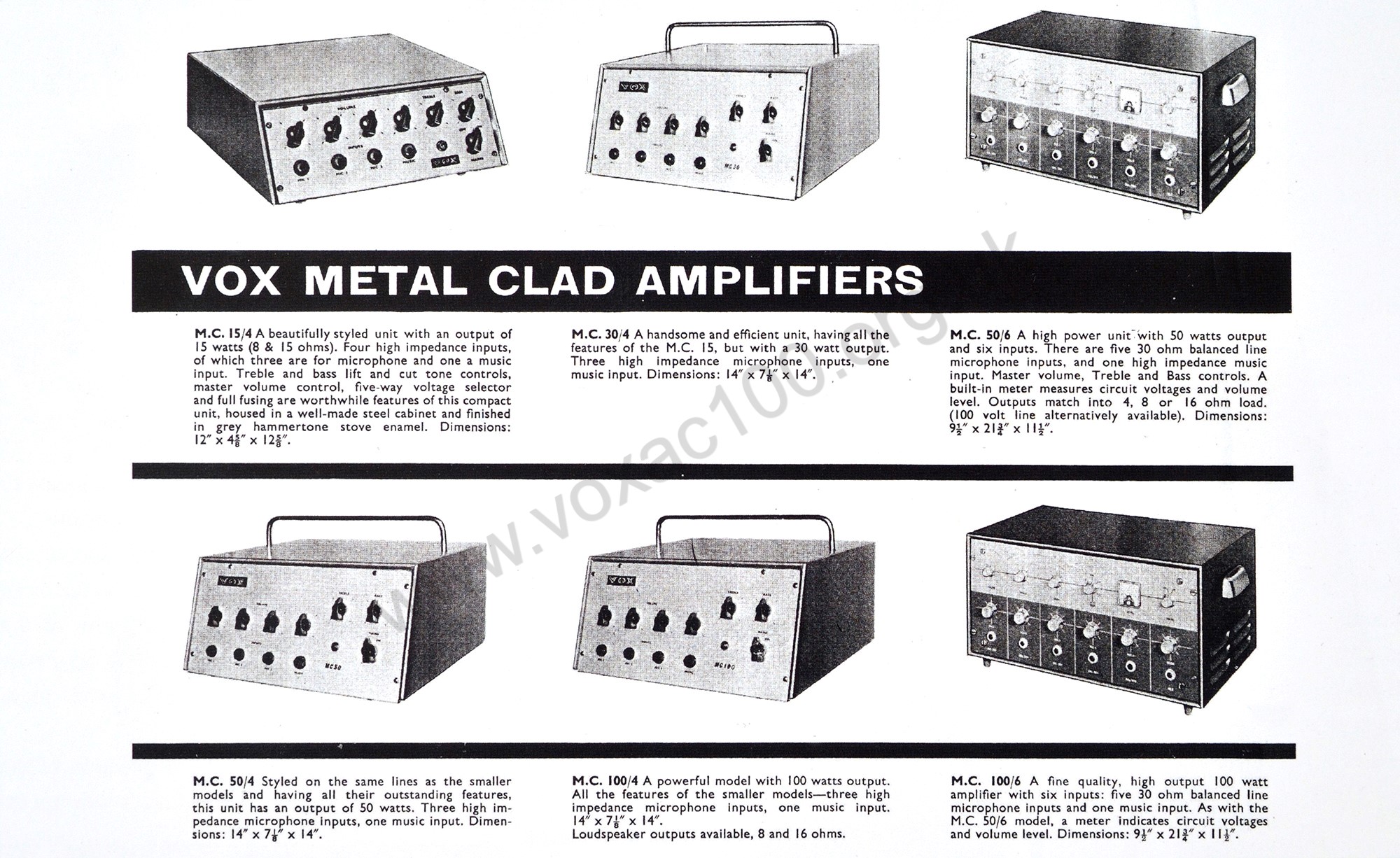 The Vox MC50/4 listed in the JMI catalogue of 1965