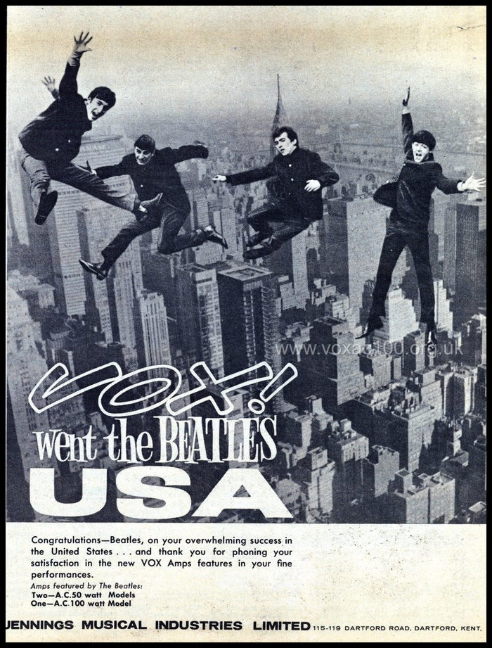First Vox advert for the Beatles in America, February 1964