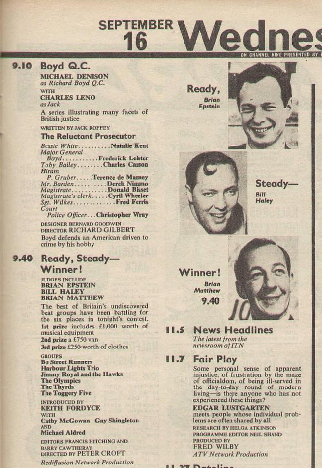 Ready Steady Win competition, TV Times, 16th September, 1964