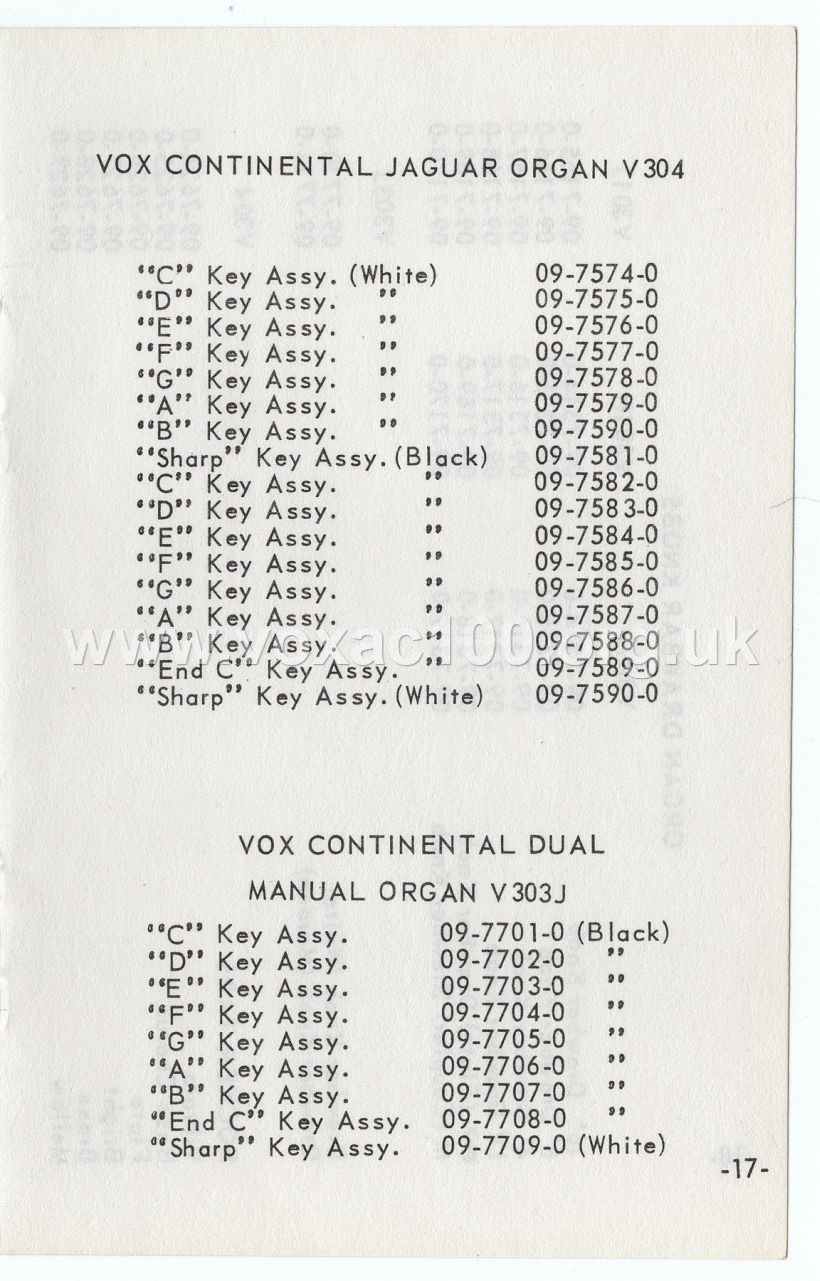 Vox Pocket Reference Guide, Thomas Organ, late 1965