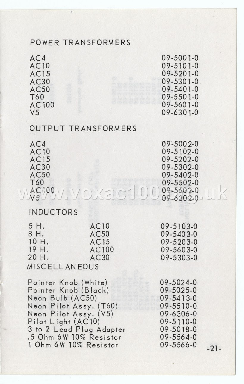 Vox Pocket Reference Guide, Thomas Organ, late 1965
