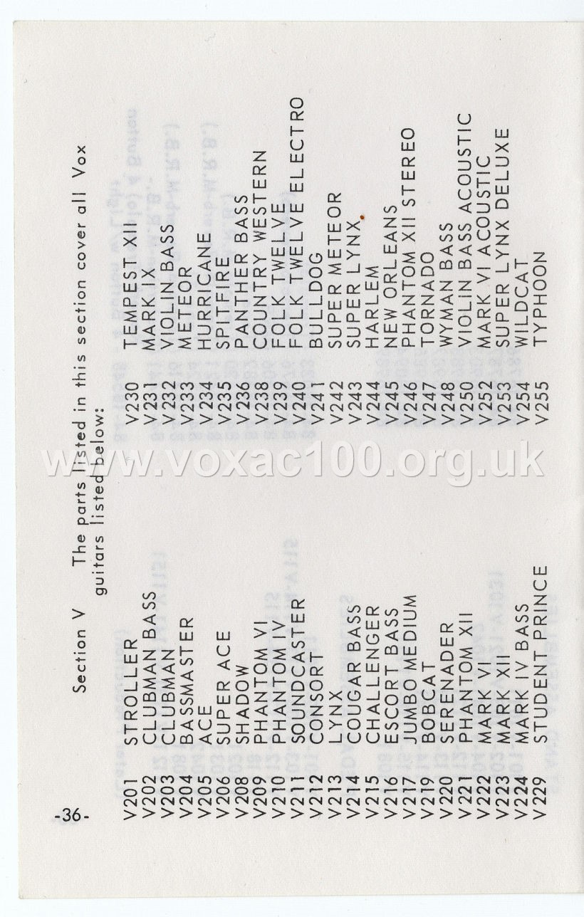 Vox Pocket Reference Guide, Thomas Organ, late 1965