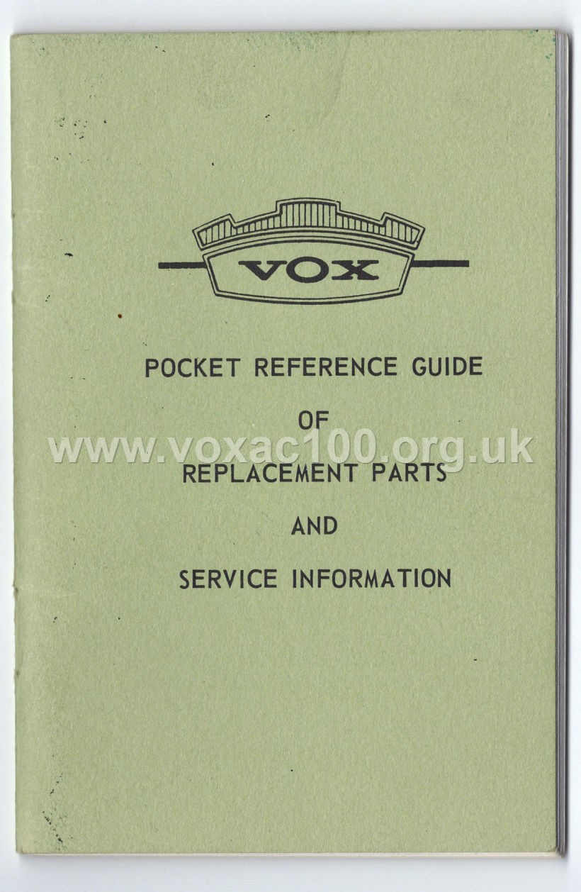 Vox Pocket Reference Guide, Thomas Organ, late 1965