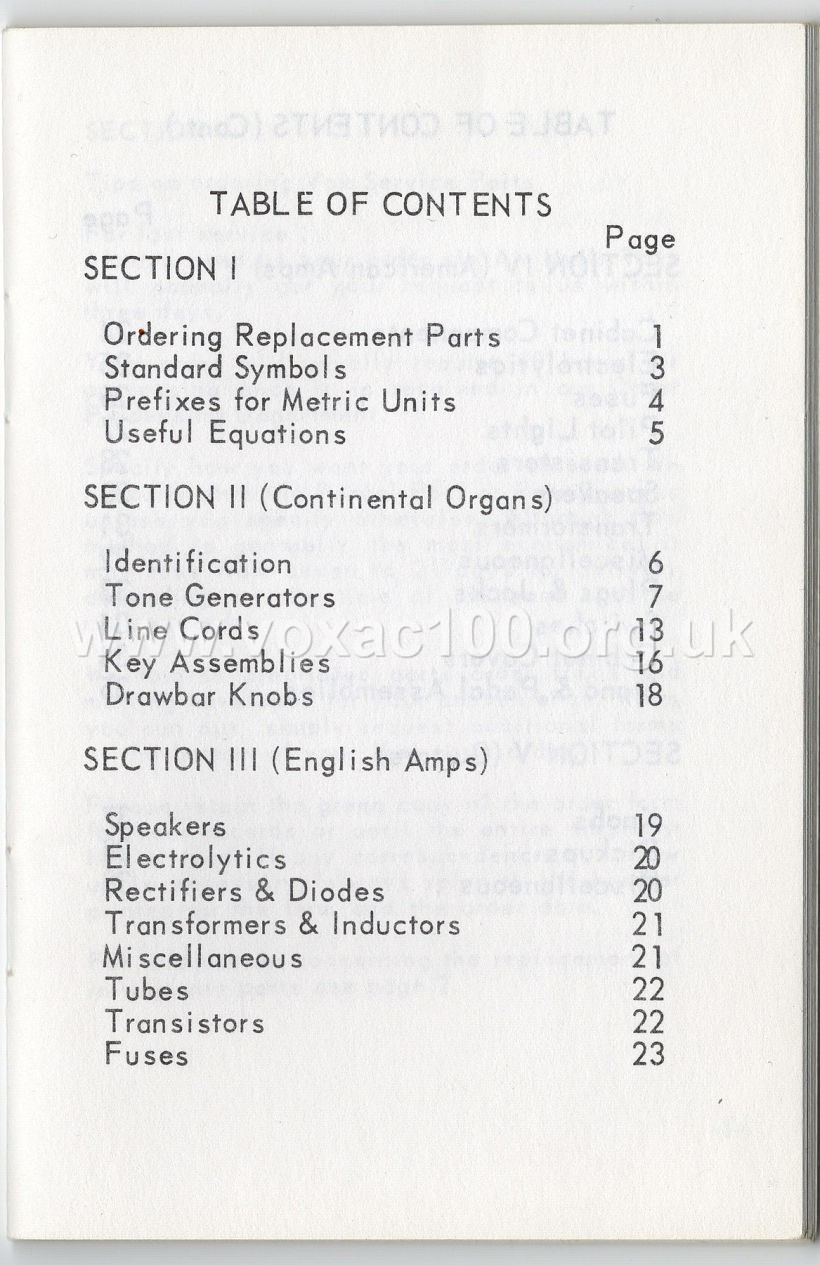 Vox Pocket Reference Guide, Thomas Organ, late 1965