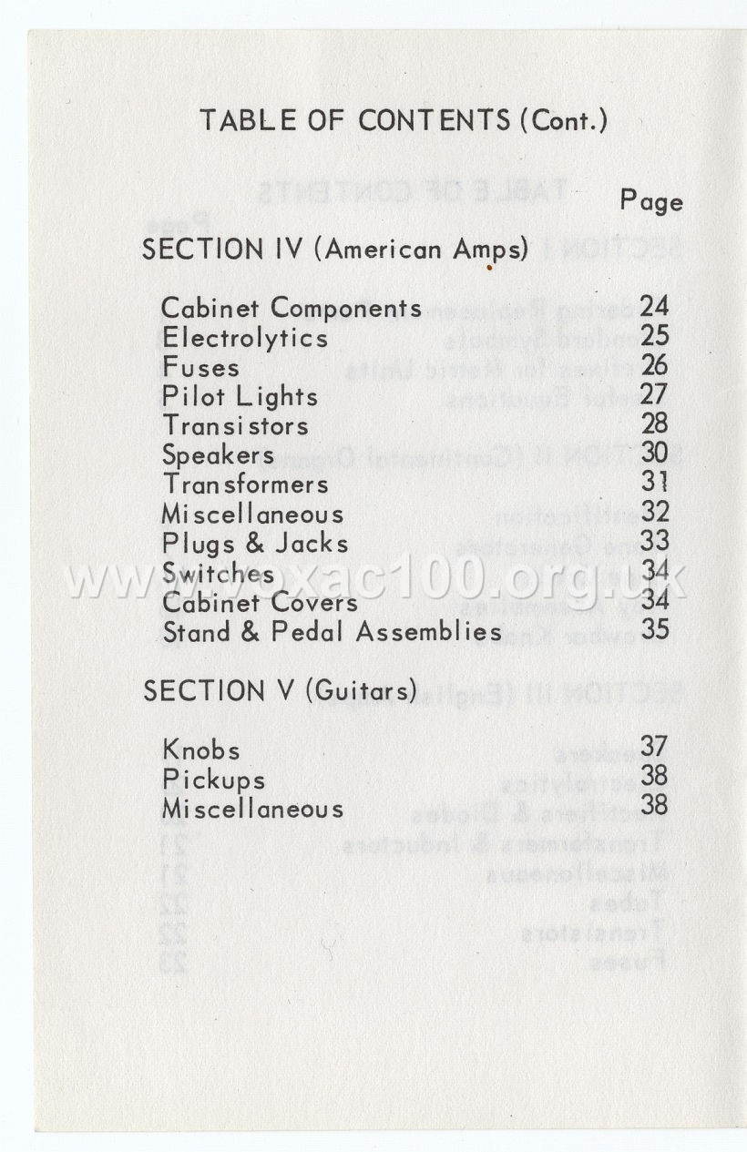 Vox Pocket Reference Guide, Thomas Organ, late 1965
