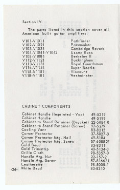 Vox Pocket Reference Guide, Thomas Organ, late 1965