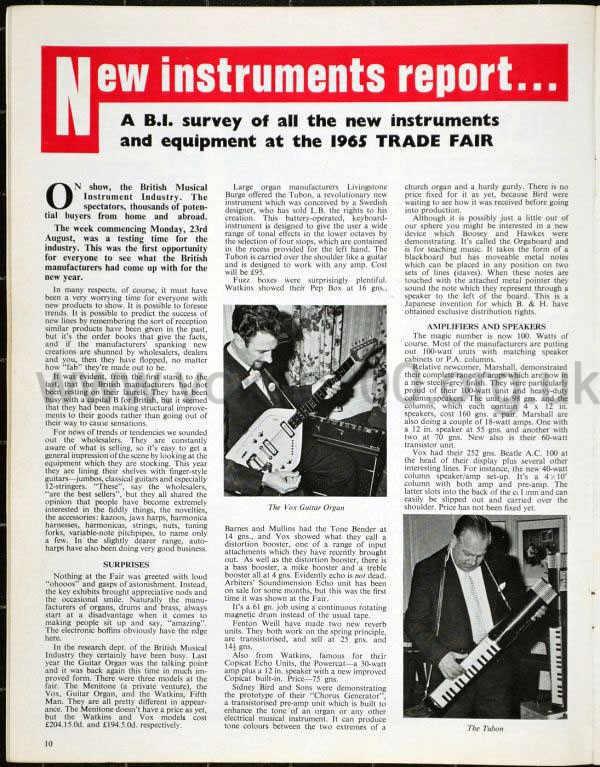 Beat Instrumental magazine, October 1965, British Musical Instrument Industries Fair