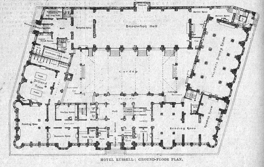 Ground Floor plan of the Russell Hotel