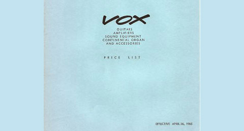 Vox Price List, April 1965