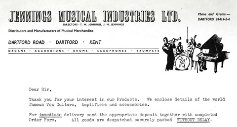 Jennings Musical Industries amplifier pricelists, 1961-1962